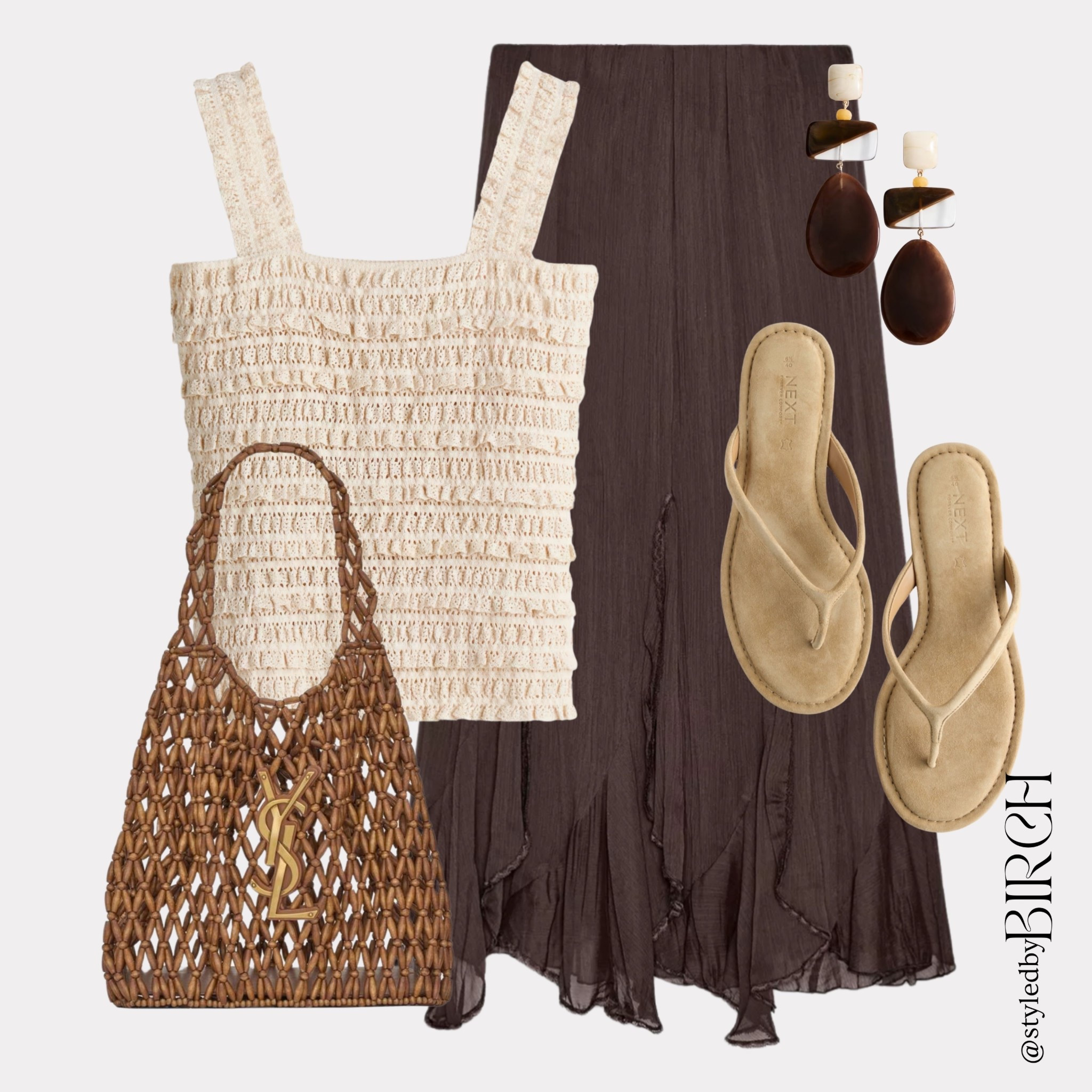 The perfect summer city exploring outfit and I cannot get over how much texture is happening in one look ✨

This is the kind of outfit I want to be wandering through cobbled streets in with nowhere to be and all the time in the world.

#ootd #outfitinspo #summerstyle #cityoutfit #chicstyle

Tags 🏷️
Cream crochet smocked top, dark brown crinkle ruffle maxi skirt, YSL brown woven tote bag, tan suede flip flops, geometric tortoiseshell drop earrings

#LTKspring #LTKsummer #LTKeurope