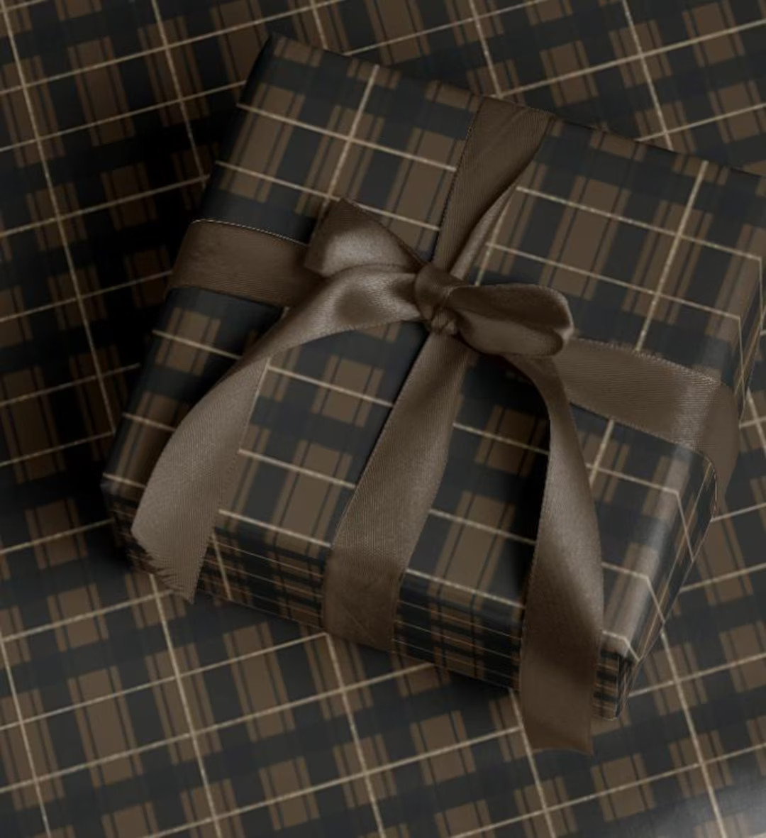 Brown Tartan Wrapping Paper With Gold Accents, Stylish Gift Wrap for All Occasions, Christmas Wra... | Etsy (US)