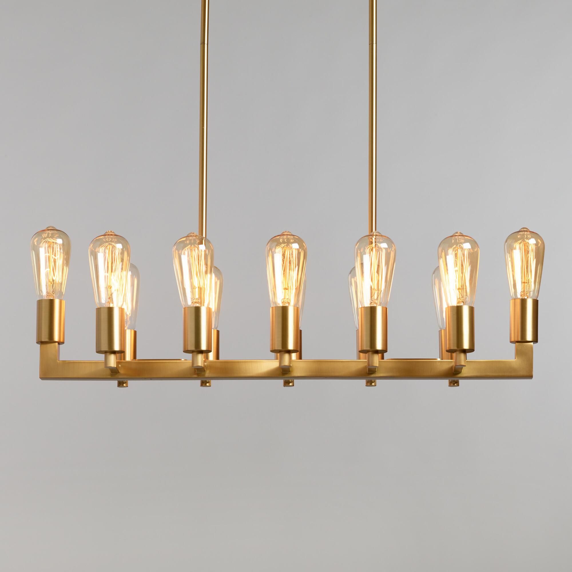 Gold Linear 12 Light Adjustable Height Reya Chandelier by World Market | World Market