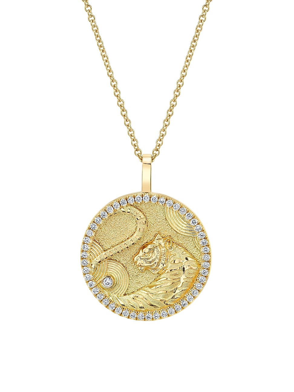 Lucky Talisman 18K Yellow Gold & Diamond Tiger Pendant Necklace | Saks Fifth Avenue