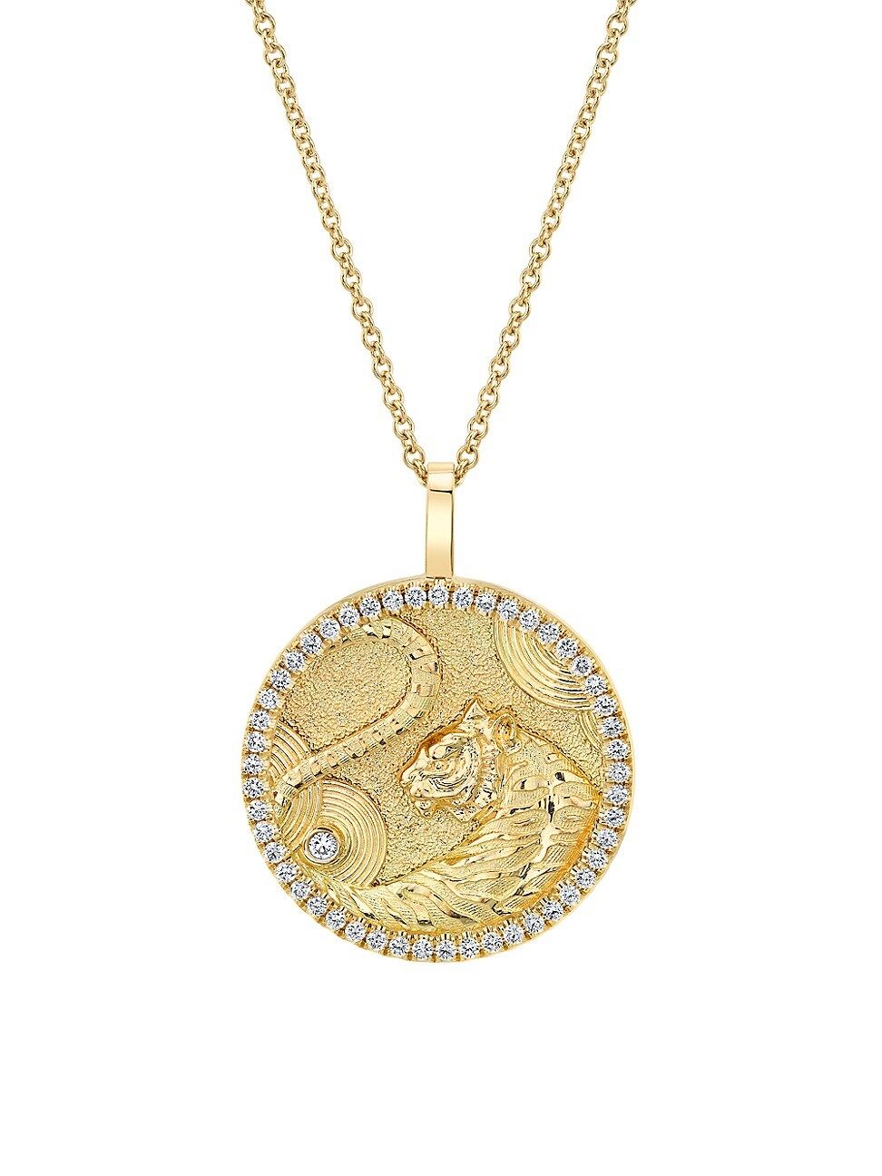 Lucky Talisman 18K Yellow Gold & Diamond Tiger Pendant Necklace | Saks Fifth Avenue