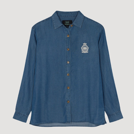 Denim Chambray Button Up Blouse | EllandEmm