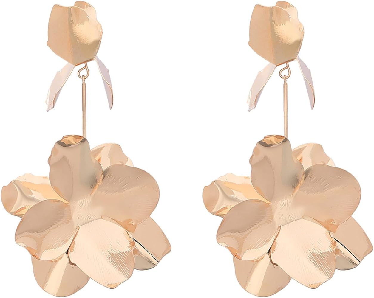 Gold Sculptural Flower Earrings Flower Dangle Earrings Exaggerated Flower Floral Earrings Bohemia... | Amazon (CA)