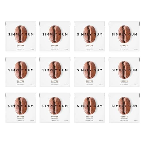 SIMPLY Gum Coffee, Plastic Free Natural Chewing Gum, 12 Pack (180 Pieces) | Vegan, Kosher, Non GMO, Aspartame Free and Sorbitol Free | Amazon (US)