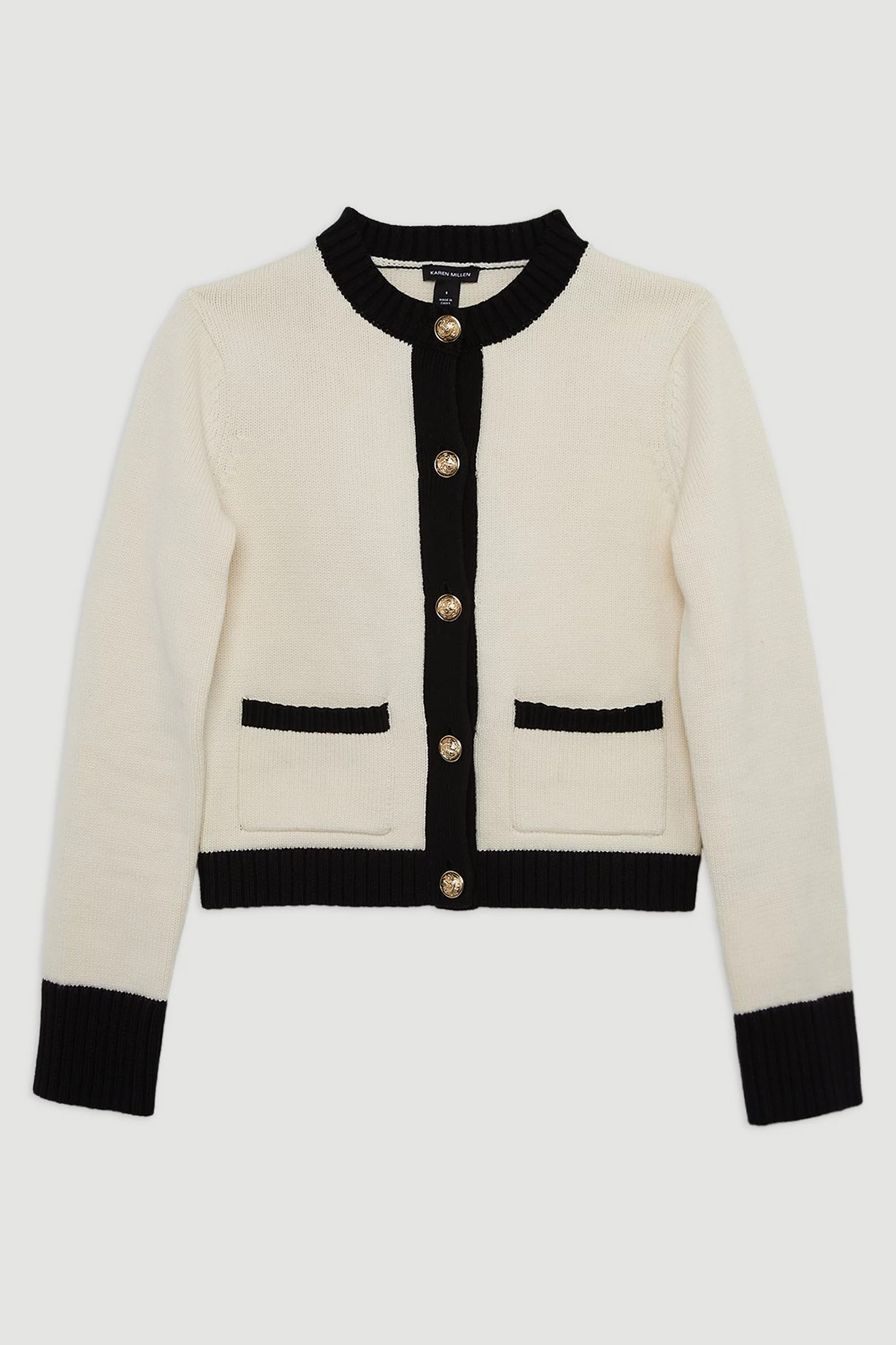 Cotton Cropped Knit Boxy Cardigan | Karen Millen US