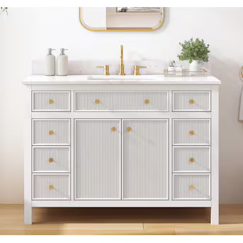 allen + roth Sandbanks 48-in White Undermount Single Sink Bathroom Vanity with White Engineered S... | Lowe's