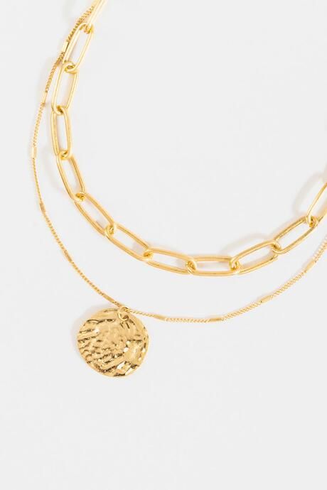 Addie Layered Hammered Coin Necklace - Gold | Francesca’s Collections