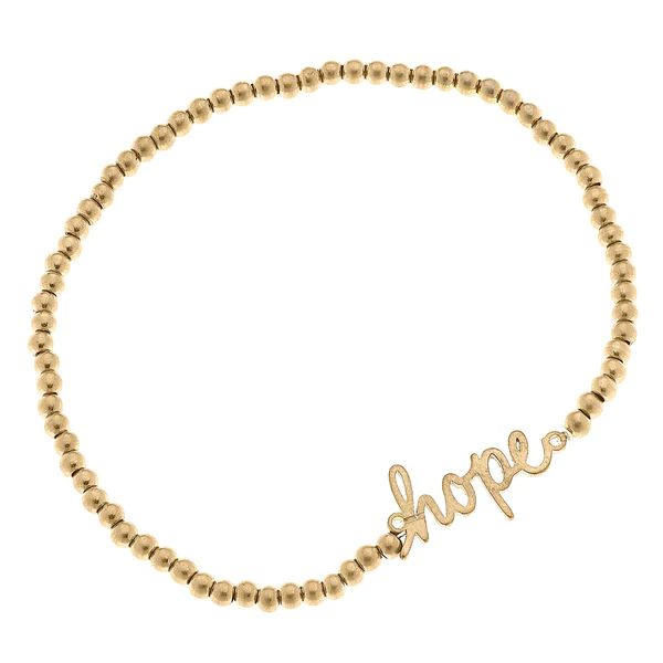 Leah Hope Ball Bead Stretch Bracelet in Worn Gold | CANVAS
