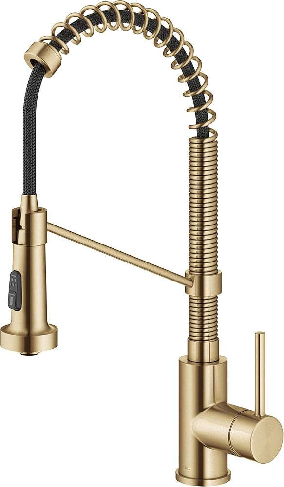 KRAUS Bolden Commercial Style Pull-Down Single Handle 18-Inch Kitchen Faucet in Brushed Brass, KP... | Amazon (US)