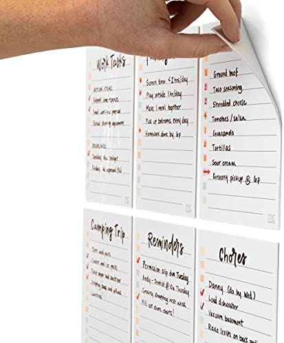 mc squares Reusable To-Do List Whiteboards 6-Pack. Lined Sticky Notes cling to Stainless Steel & ... | Amazon (US)