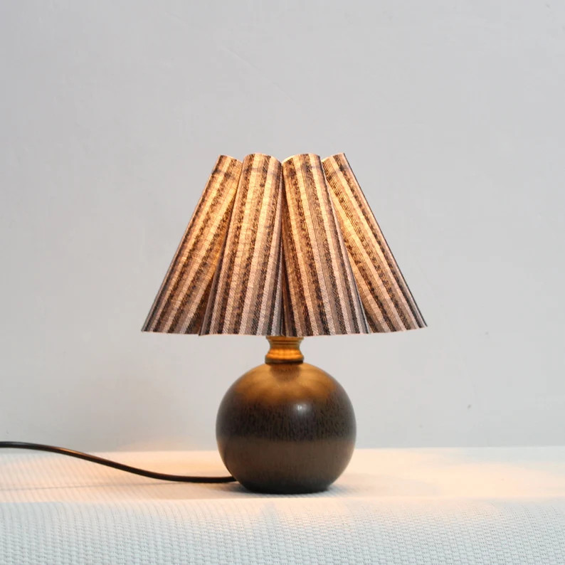 Handmade Fabric Pleated Table Lamp, Ceramic Base - Etsy | Etsy (US)