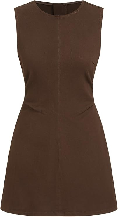 CIDER Women High Stretch Denim Ruched Zipper Mini Dress | Amazon (US)