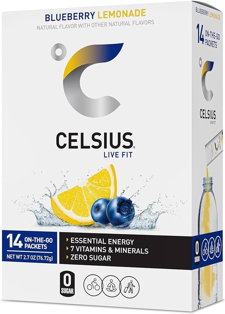 CELSIUS® On-the-Go Powder Sticks Blueberry Lemonade, Essential Energy 2.6 Oz (14 Sticks per Pack... | Amazon (US)