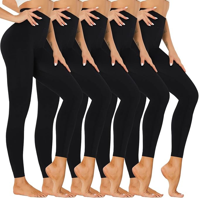High Waisted Leggings for Women Pack-Black Active High Waisted Soft Tummy Control Workout Running... | Amazon (US)
