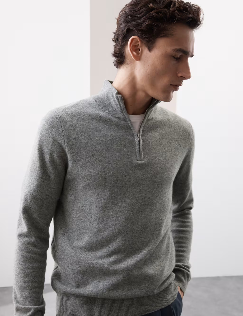 Pure Cashmere Half Zip Jumper | Marks & Spencer (UK)