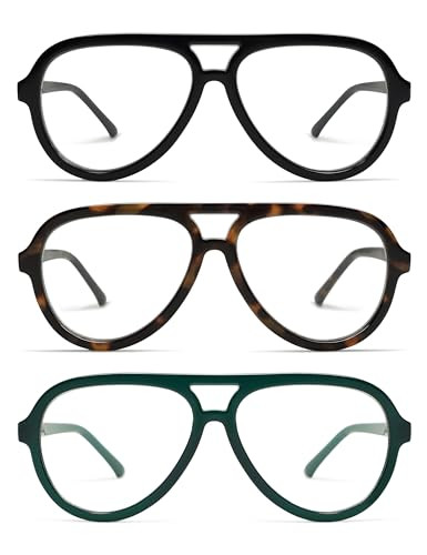 AMOMOMA 3 Pack Retro Oversized Aviator Reading Glasses for Women Men,Classic Large Reader Blue Li... | Amazon (US)