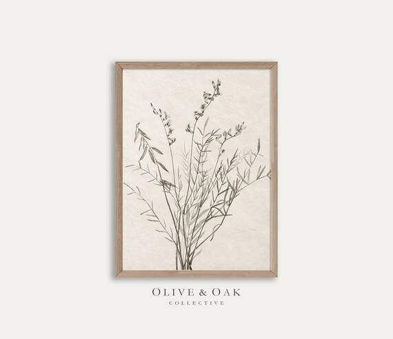 Vintage Botanical Print / Floral Screen Print / Neutral Decor | Etsy | Etsy (US)