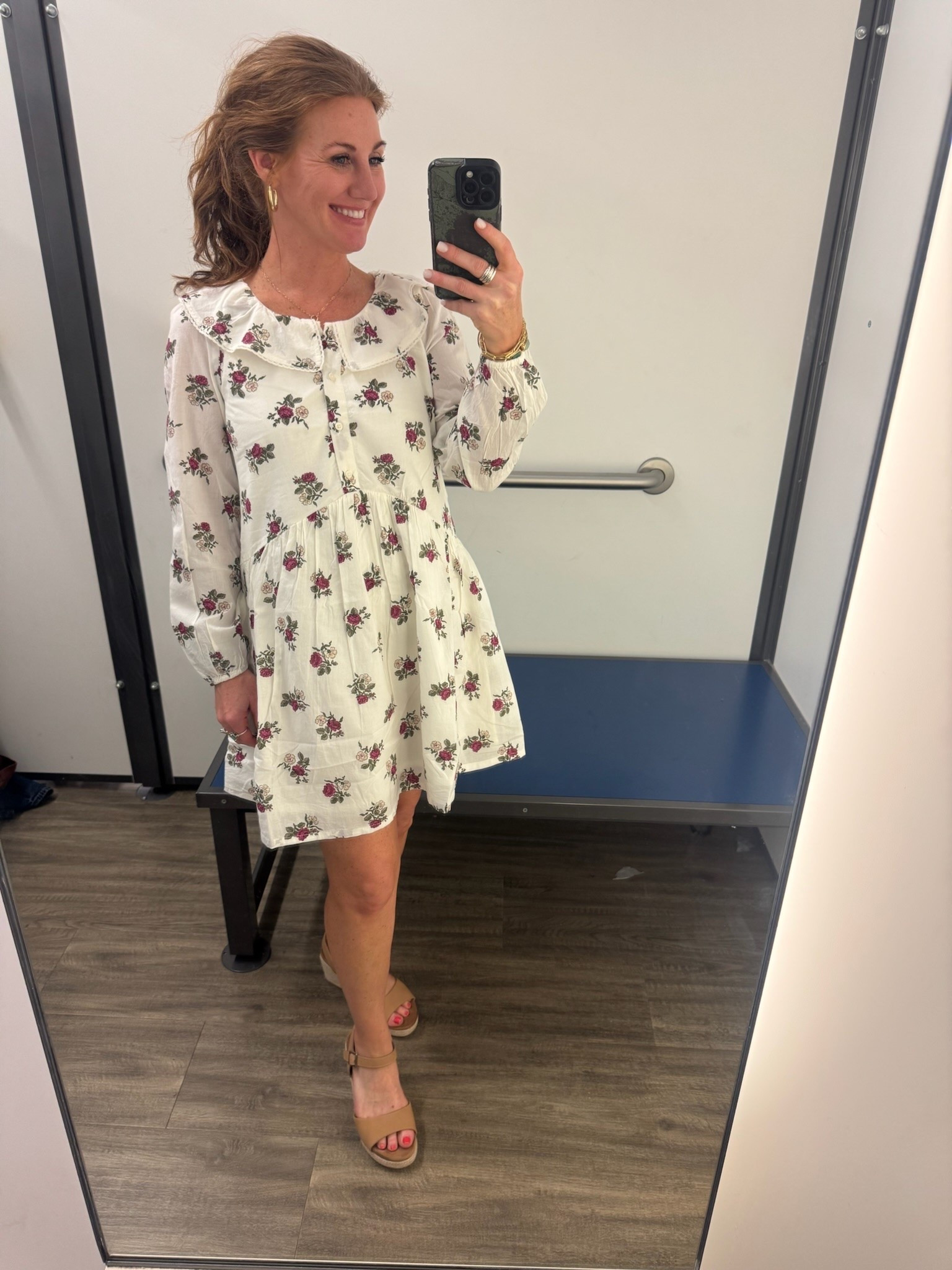 This long sleeve dress is a great pick for Fall and at 5’3 it hits Stephanie right above the knee. I love it now styled with sandals, but would pair it with tall boots later into Fall.

#LTKootd #LTKOver40 #LTKWorkwear