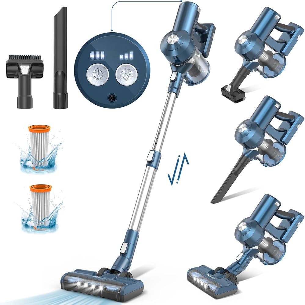 EICOBOT Cordless Vacuum Cleaner, 25Kpa Powerful Suction Lightweight Stick Vacuum with Brushless M... | Amazon (US)