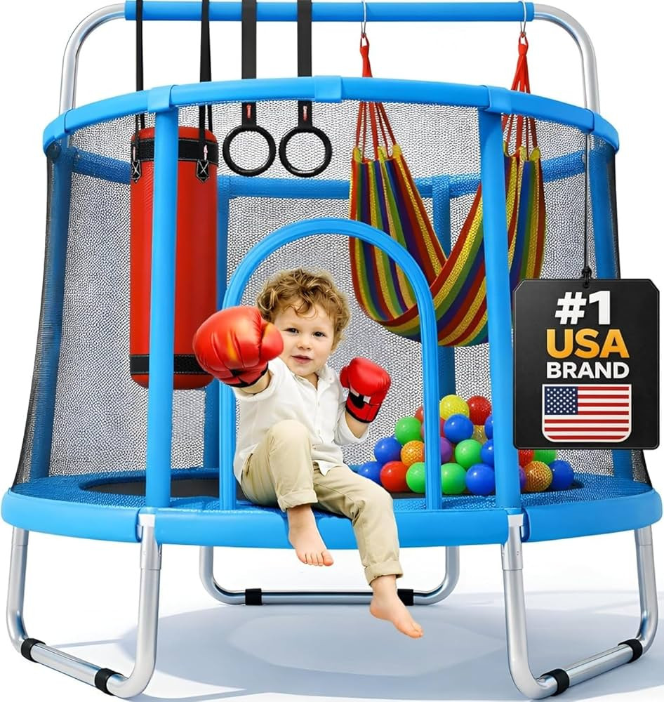 Happin\u00ae 55\u2019\u2019 Trampoline for Kids with Safety Enclosure, Indoor & Outdoor Toddler T... | Amazon (US)