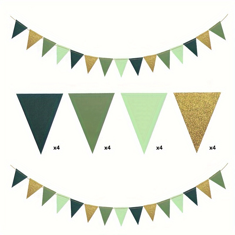 festive paper bunting flags: sage green golden triangular - Temu Canada | Temu Affiliate Program