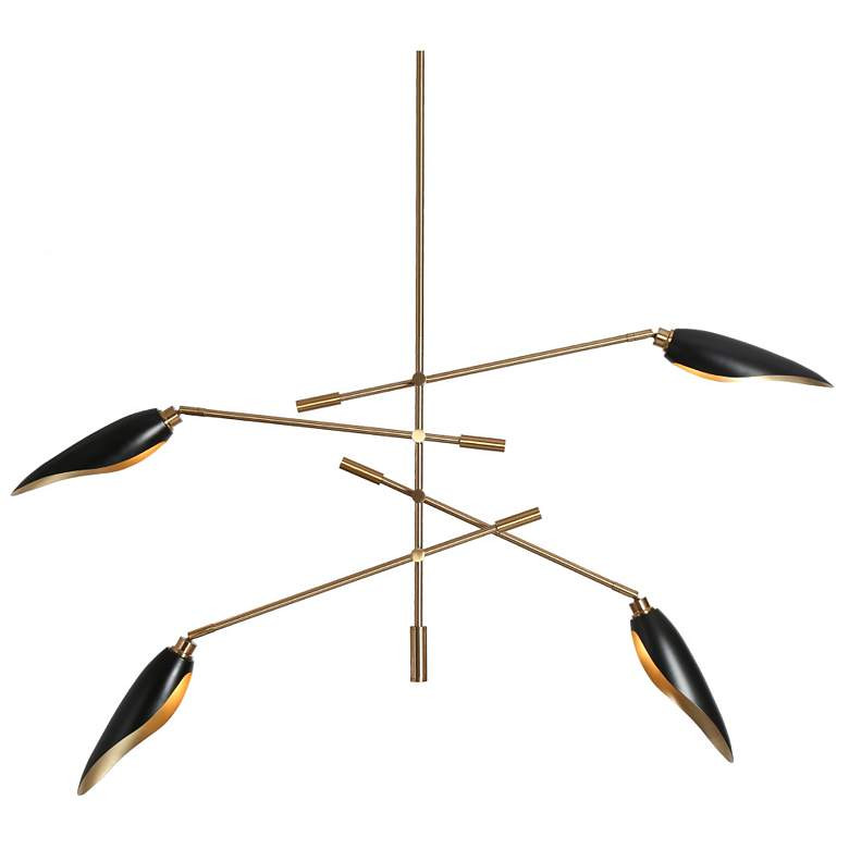 4-Light Matte Black and Plating Brass Chandeliers - #9019J | Lamps Plus | Lamps Plus