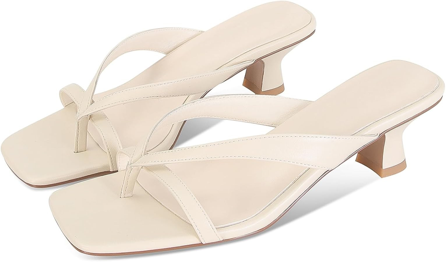 MICIFA Kitten Heel Sandals for Women Low Heels Flip Flop Fashion Strappy Mule Heels Rounded Open ... | Amazon (US)