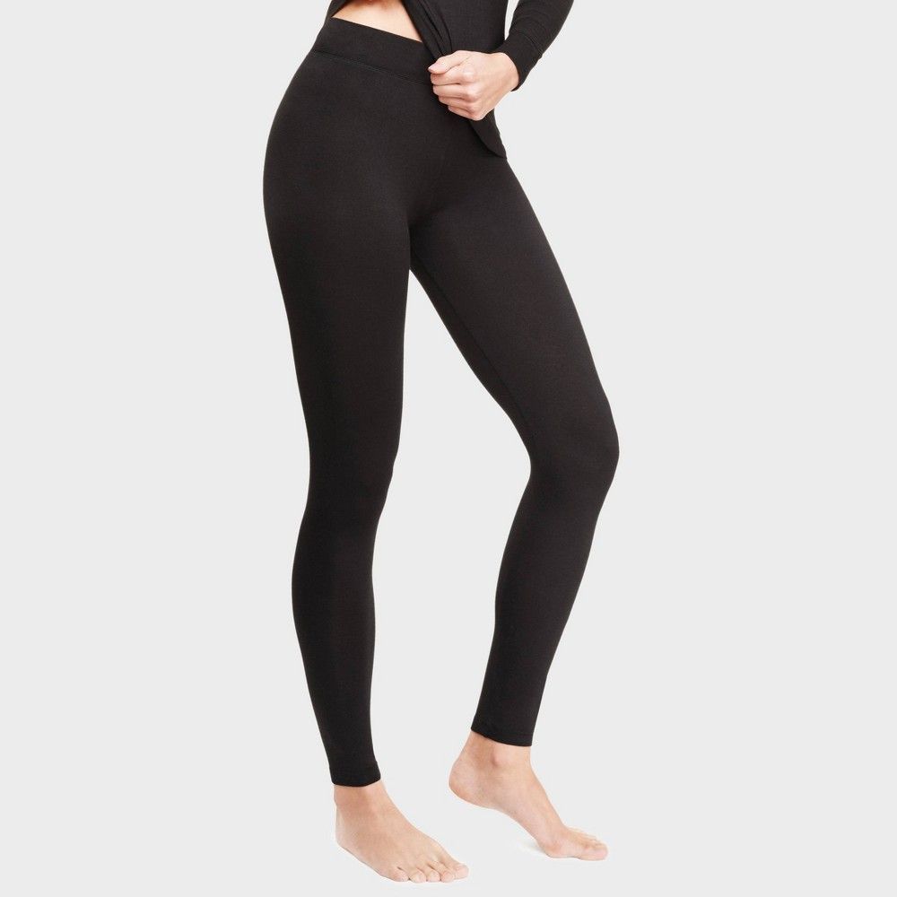 Warm Essentials by Cuddl Duds Women's Smooth Stretch Thermal Leggings - Black L | Target