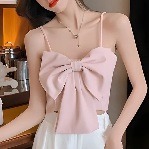 Isaaca - Cropped Bow Camisole Top | YesStyle Global