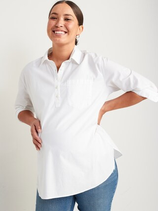 Maternity Boyfriend Popover Shirt | Old Navy (US)