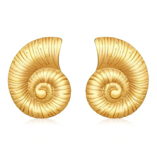 MISS RIGHT Gold SeaShell Earrings for Women, Stud Conch Sea Shell Stainless Steel Earrings Beach Jewelry, Hypoallergenic Lightweight Summer Earrings(Seashell Earrings), AE40702978 | Amazon (US)