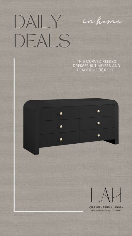 This dresser has all the right details! Curved edges, fluted wood drawer fronts, and sleek black finish, and brass knobs! A stunning piece that is ageless and timeless. 

#LTKSaleAlert #LTKStyleTip #LTKHome