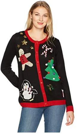 Erika Womens Elenore Holiday Party Cardigan Ugly Christmas Sweater, Size Small | Walmart (US)