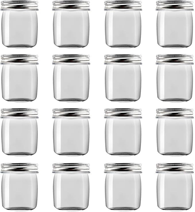 novelinks 8 Ounce Clear Plastic Jars Containers With Screw On Lids - Refillable Round Empty Plast... | Amazon (US)