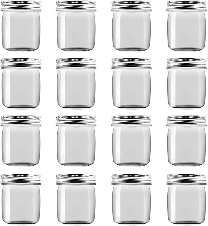 novelinks 8 Ounce Clear Plastic Jars Containers With Screw On Lids - Refillable Round Empty Plast... | Amazon (US)