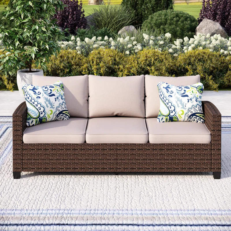 Argyri Stylish Wicker Outdoor Patio Sofa & All-Weather Rattan | Wayfair North America