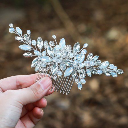 Yean Wedding Hair Comb Silver Rhinestones Opal Crystal Vintage Bridal Hair Clips Accessories for Bri | Walmart (US)