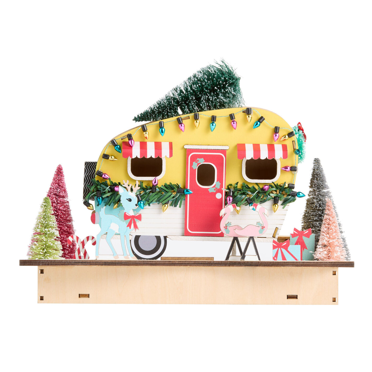 Laser Cut Wood Mid Century Trailer LED Light Up Decor | World Market