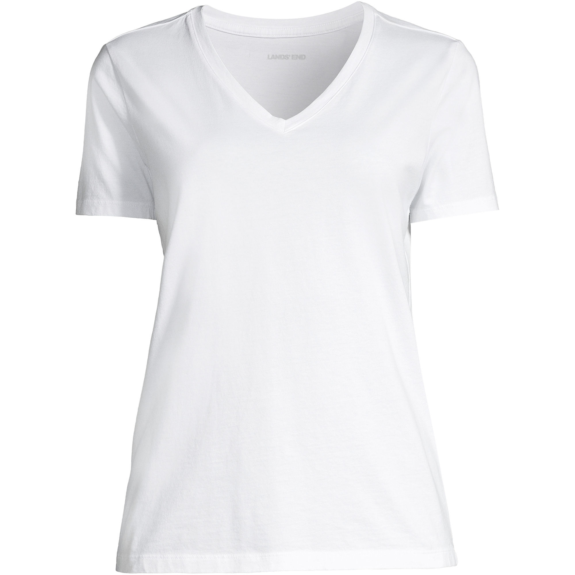Women's Plus Size Relaxed Supima Cotton V-Neck T-Shirt | Lands' End (US)