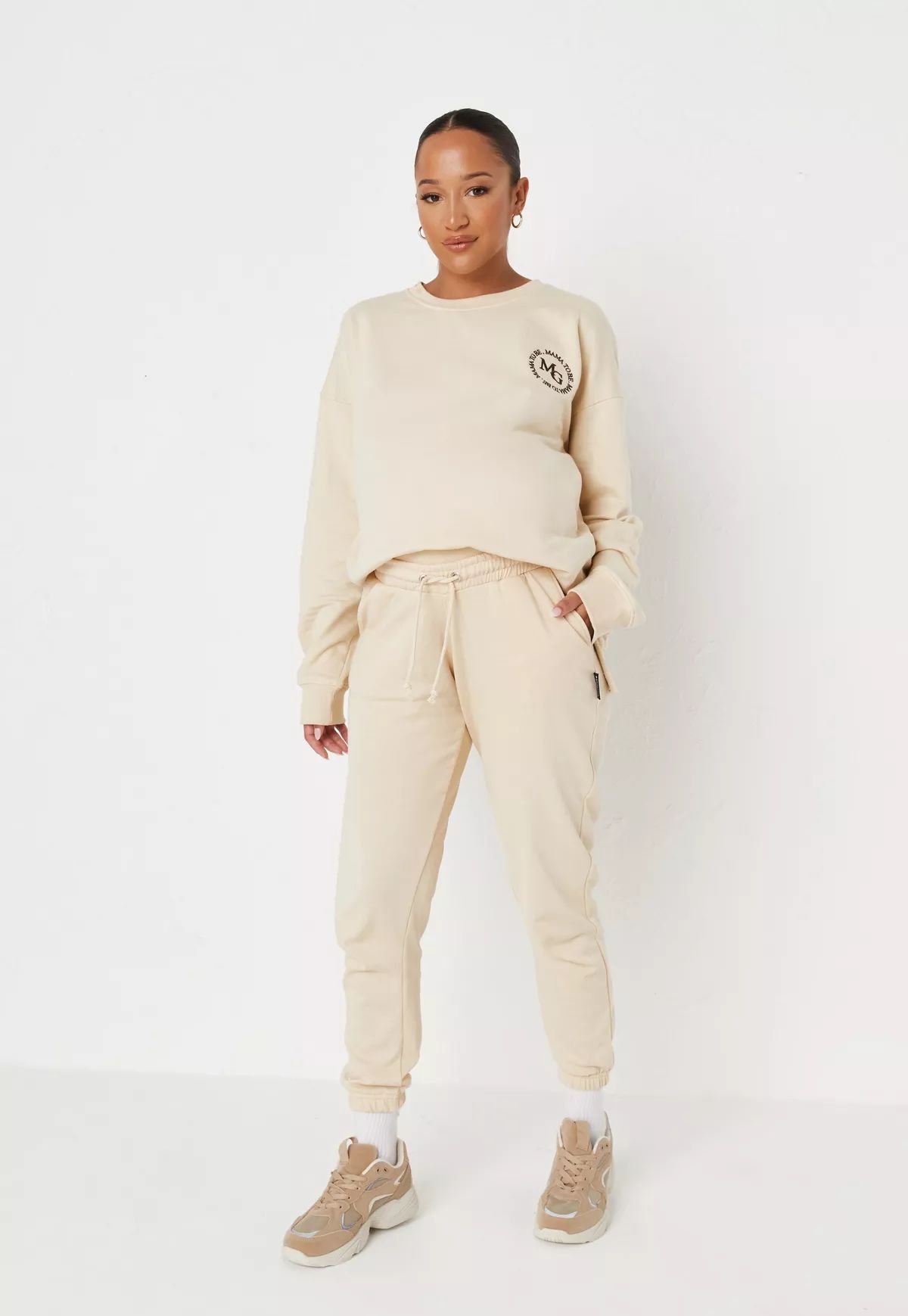 Missguided - Stone Over Bump 90's Maternity Joggers | Missguided (US & CA)