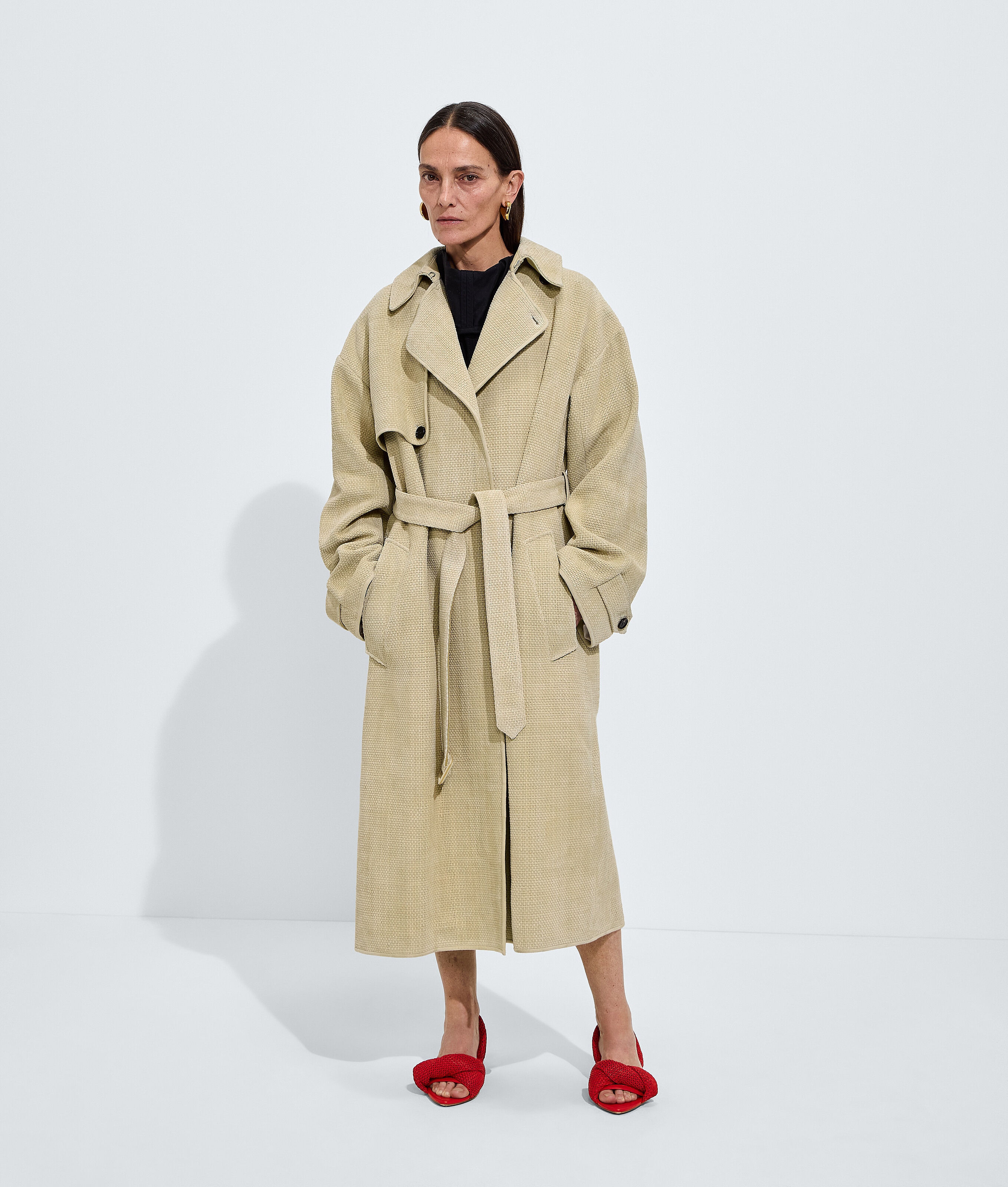 Bottega Veneta Mini Intreccio Suede Leather Trench Coat - Beige - Women - 0 | Bottega Veneta