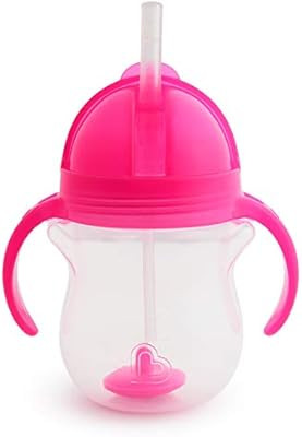 Munchkin Any Angle Click Lock Weighted Straw Trainer Cup, Pink, 7oz | Amazon (US)