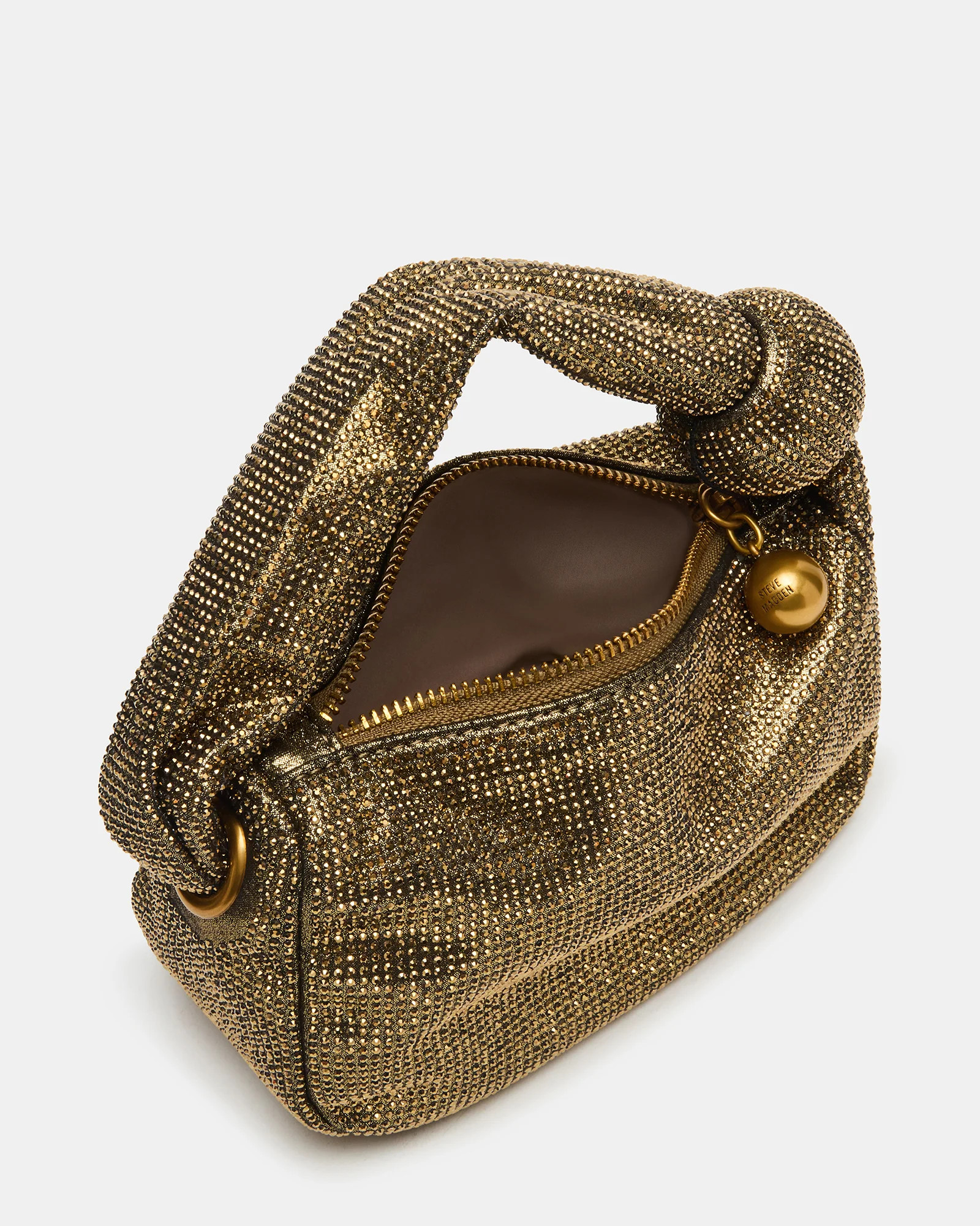 SPARKLY Bag Bronze Soft Crystal-Encrusted Top-Handle Handbag | Steve Madden (US)