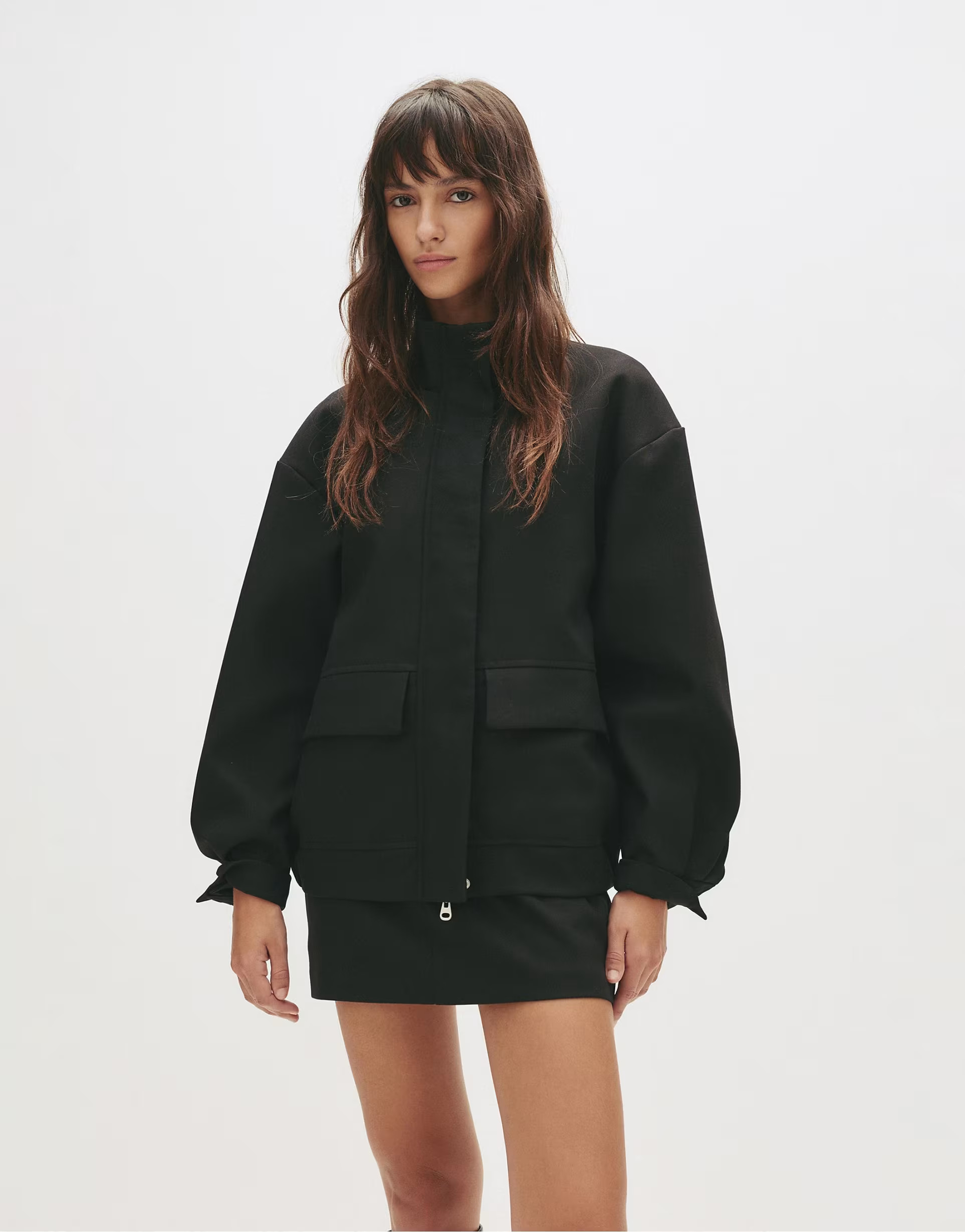 Pull&Bear Tailored fit high neck jacket in black | ASOS (Global)