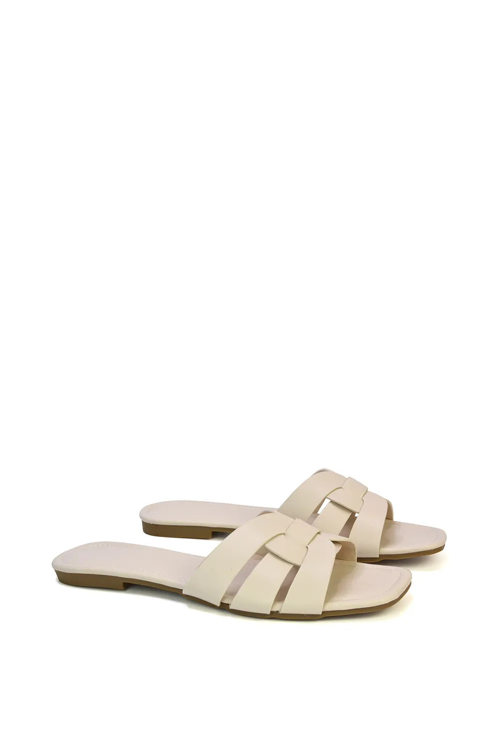Sandals | 'Luci' Square Toe Slip On Strappy Flat Sandals | XY London | Debenhams UK