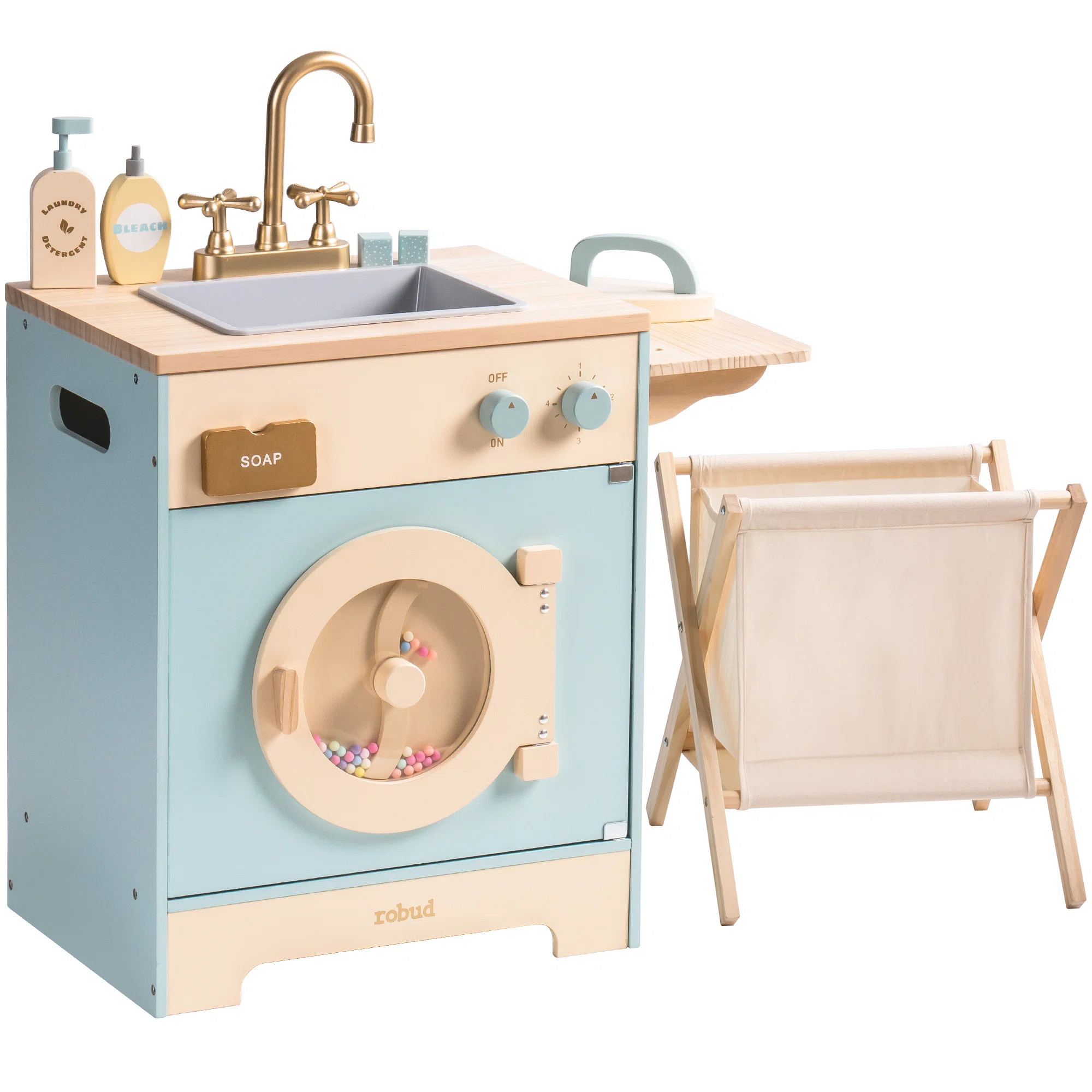 Playset 3 Wooden Washing Machine Play Kitchen Toy for Kids | Wayfair North America