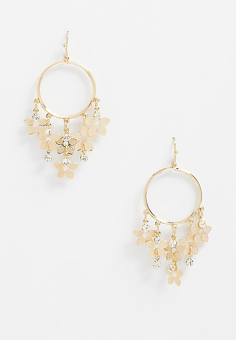 Gold Flower Fringe Hoop | Maurices