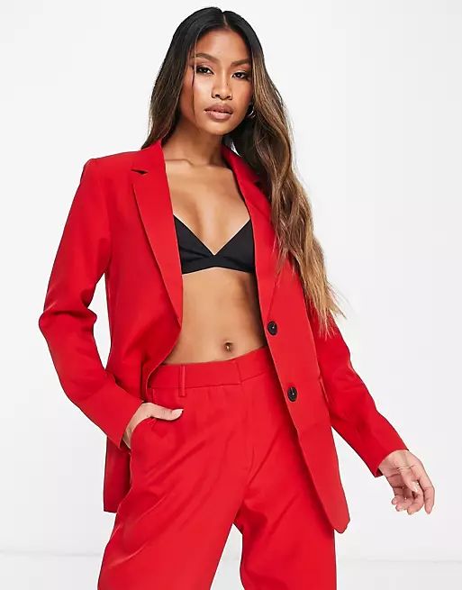 Vila tailored oversized suit blazer in red - part of a set | ASOS (Global)