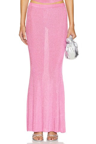 SER.O.YA Harmony Metallic Knit Skirt in Bubblegum Pink from Revolve.com | Revolve Clothing (Global)