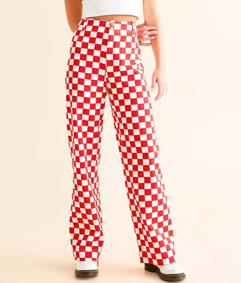 High Rise Wide Leg Checkerboard Pant | Buckle